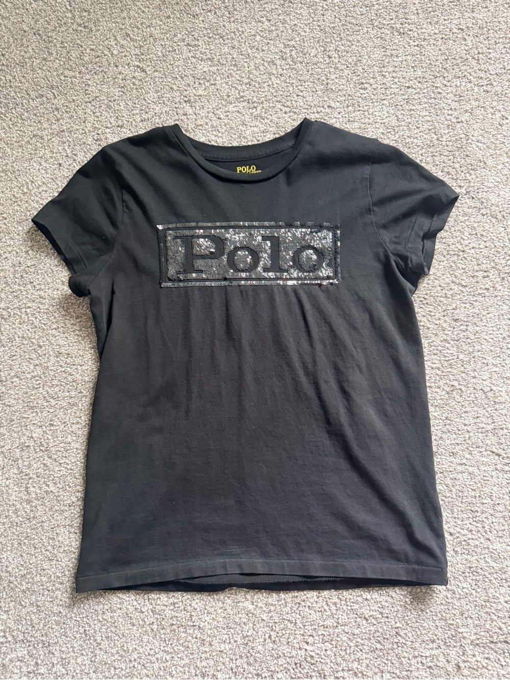 Polo Ralph Lauren Women’s Black Sequin Logo T-Shirt